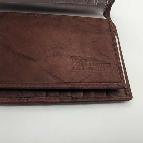 Vintage Leather Long Wallet Bifold Brown Lords Handcrafted India Checkbook - Picture 7 of 8